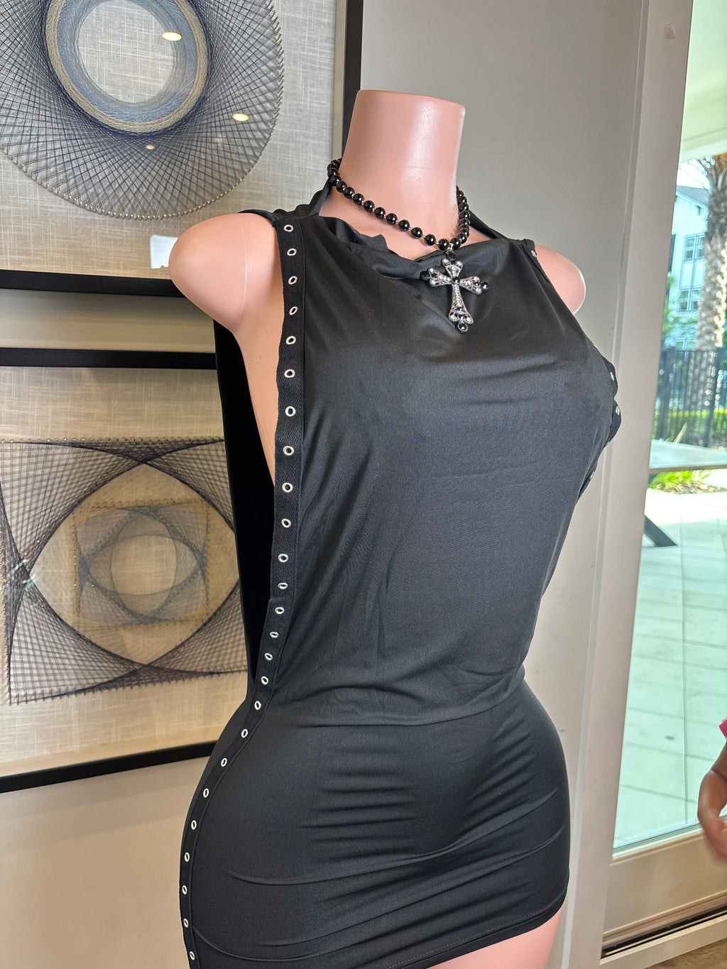 Black stud t shirt dress