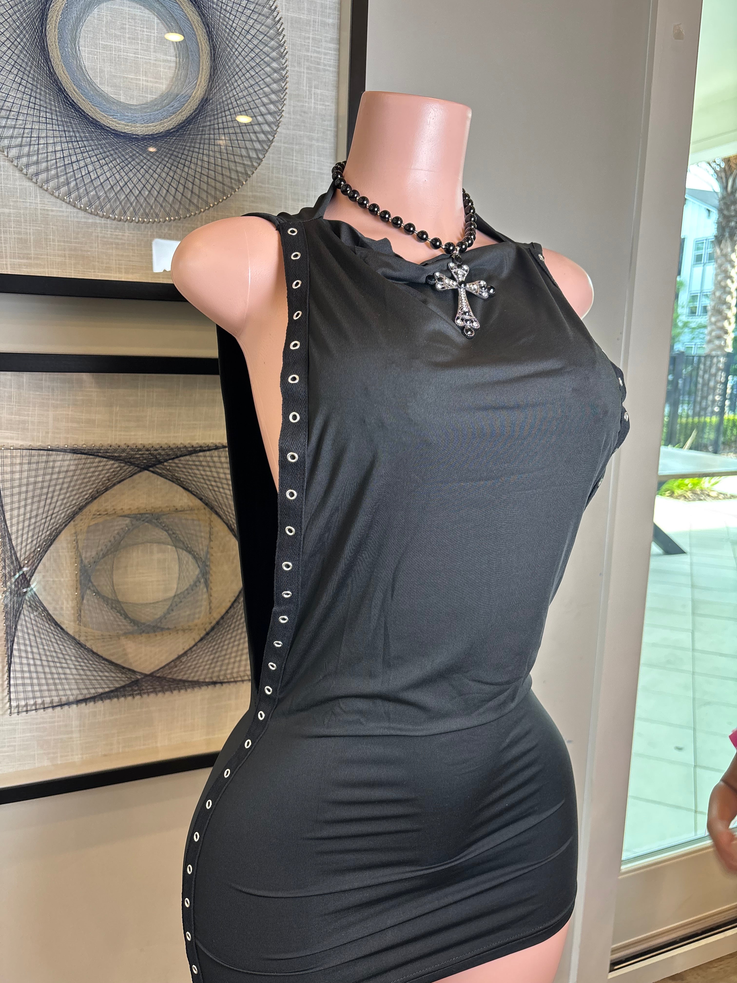 Black stud t shirt dress