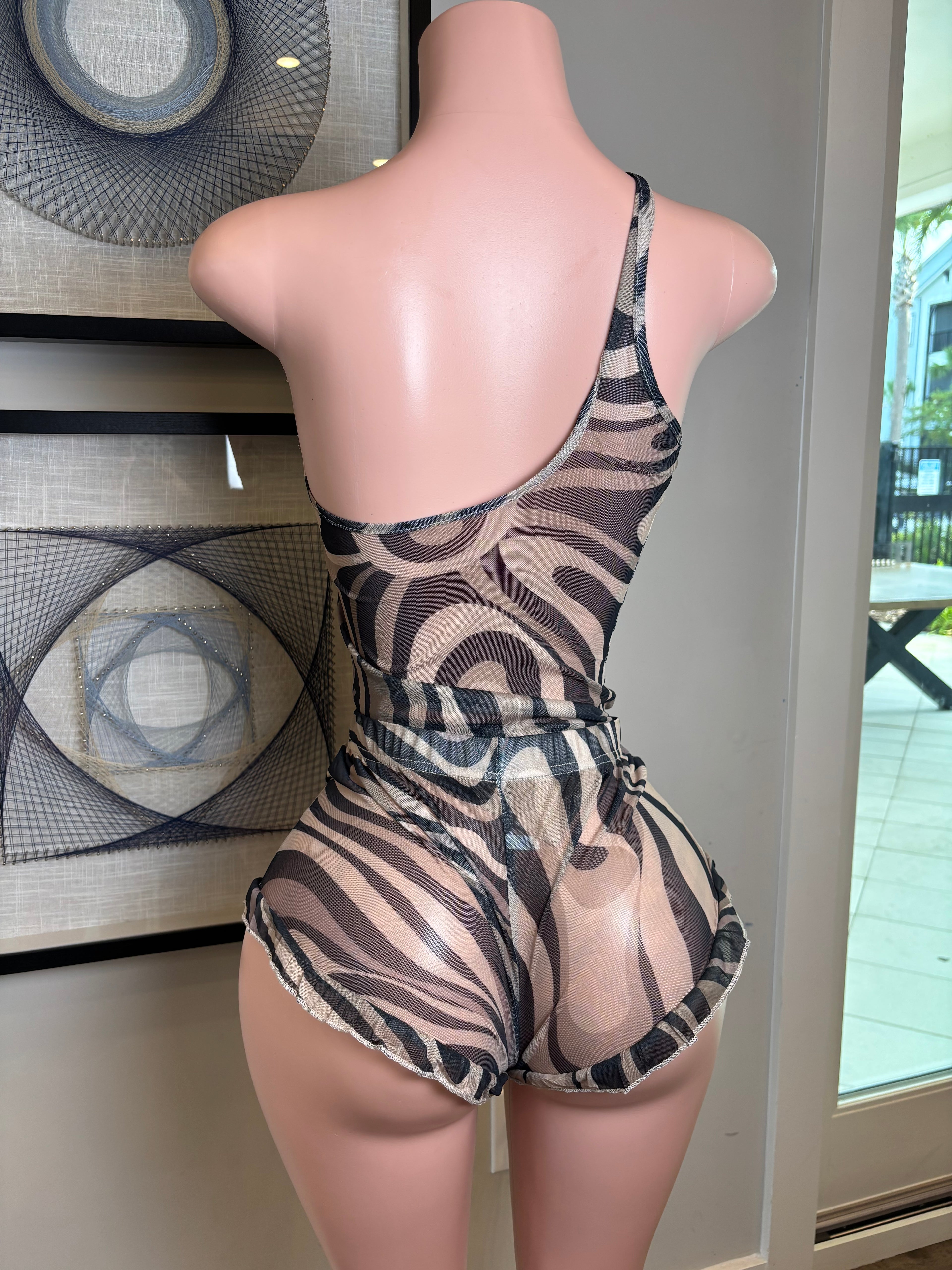 Mesh body suit / shorts set