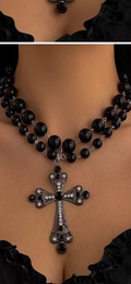 Double chain cross necklace