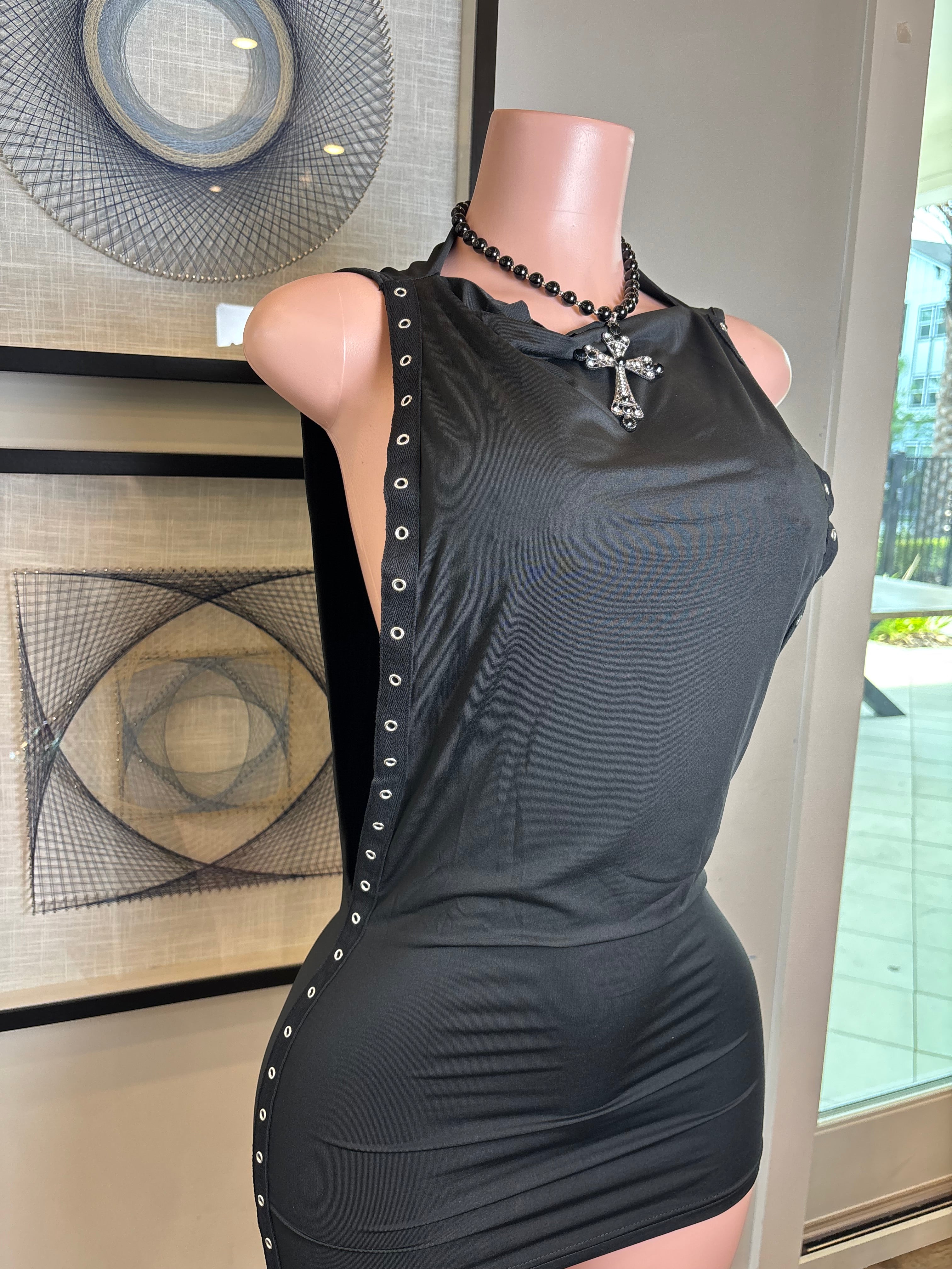Black stud t shirt dress