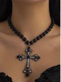Black single cross chain
